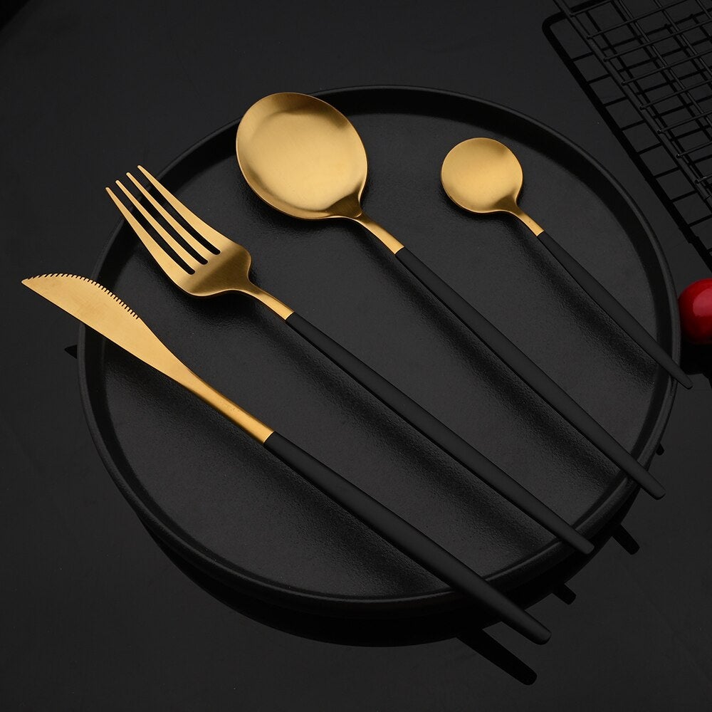 RoyalGlimmer Gold Cutlery Set - Gold Cutlery Set for a Luxurious Table Setting
