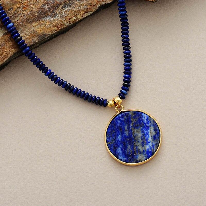 Lapis Charm Necklace – Elegant Round Necklace
