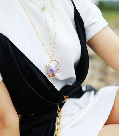 Evelyne Necklace – Elegant Necklace with Rough Amethyst