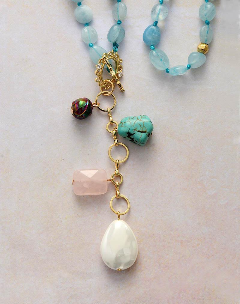 Maris Necklace – Elegant Ocean Drop Mala Necklace