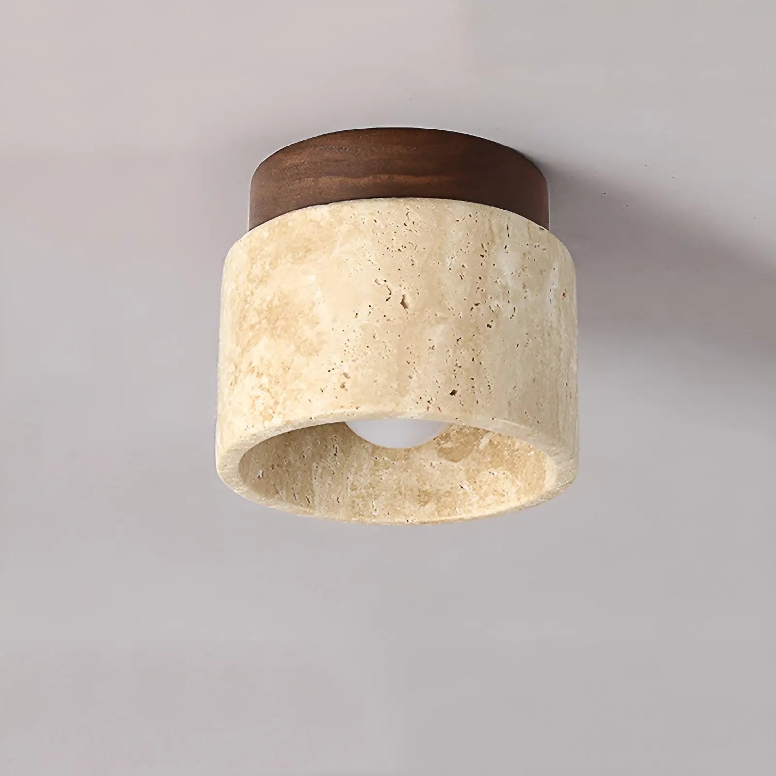 LumiZen Luxe - Japanese-Inspired LED Mood Light with Travertine and Wood