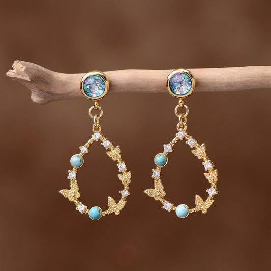Elyra Earrings - Elegant Opal Drop Earrings