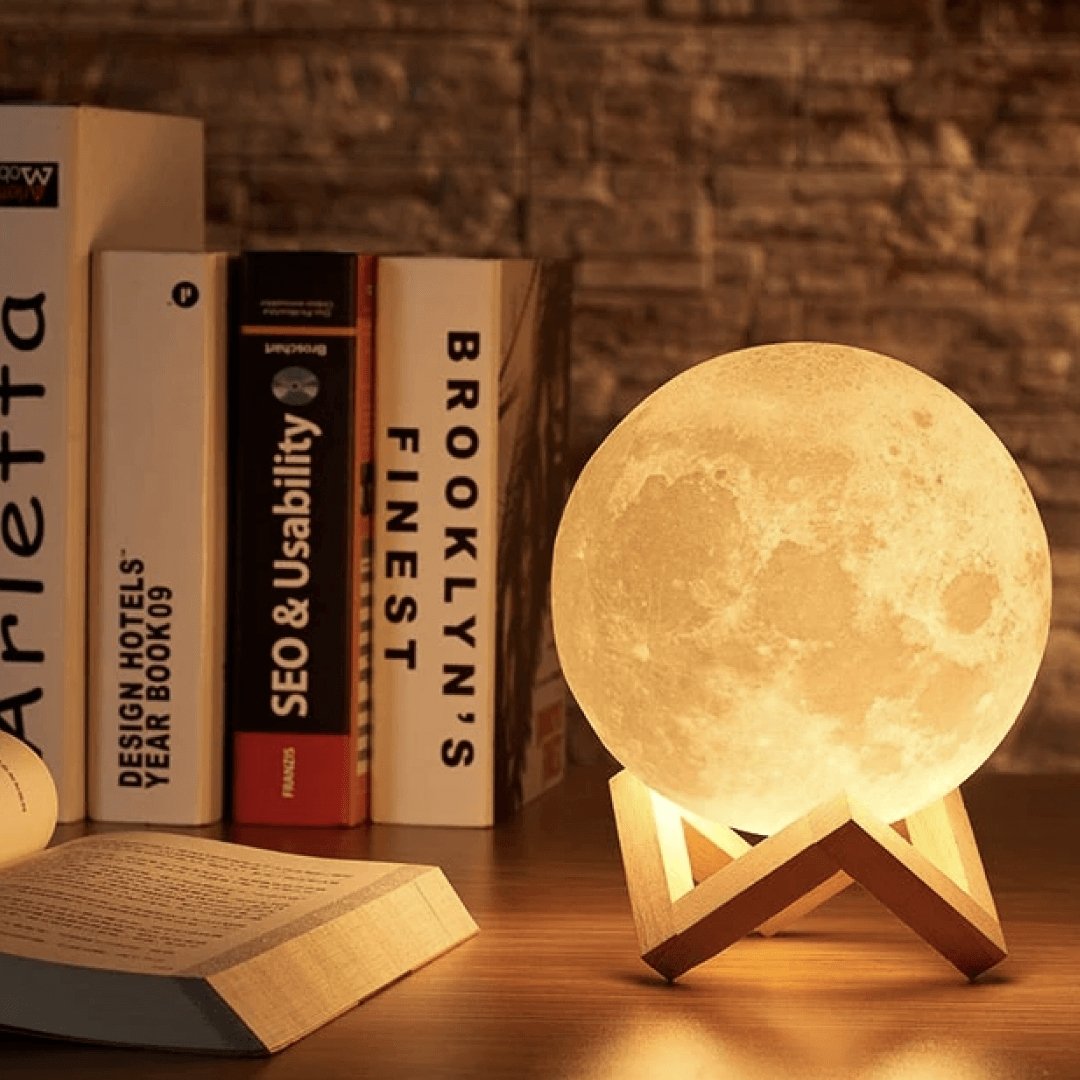 Magical Moon Lamp - with Wireless Touch Control and Wooden Stand