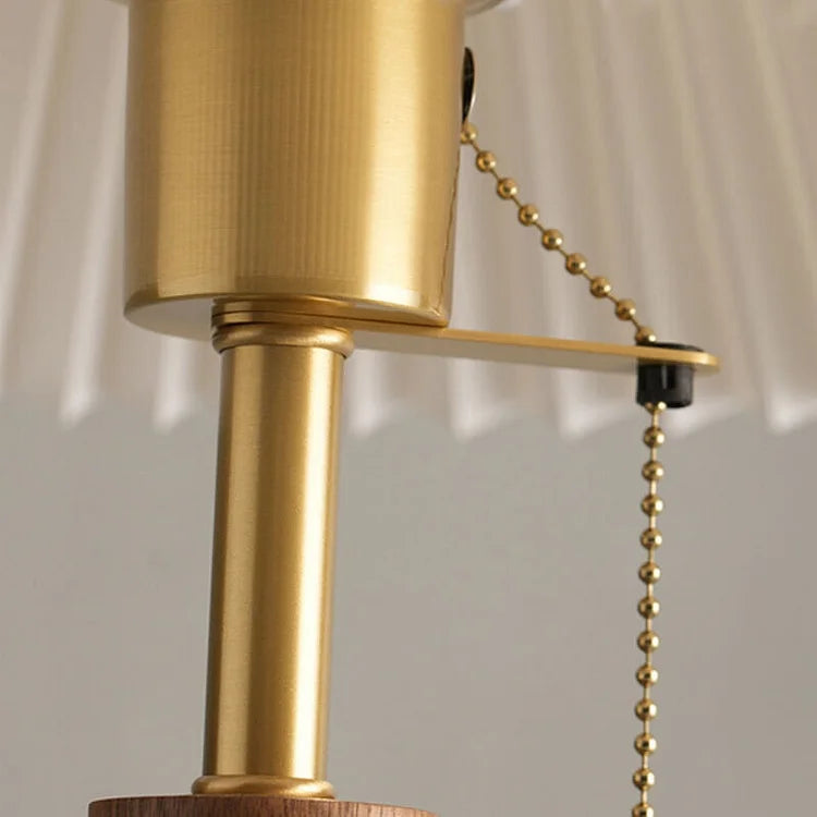 Elegant Vintage Wooden Woodly Table Lamp - Table Lamp with Pleated Design