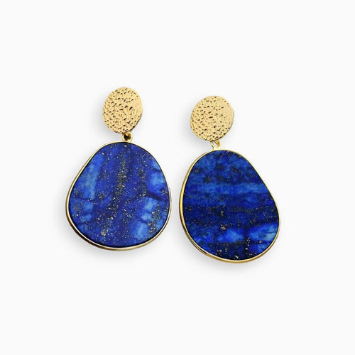 Althea - Luxury Earrings Whiteh Lapis and Tiger Eye