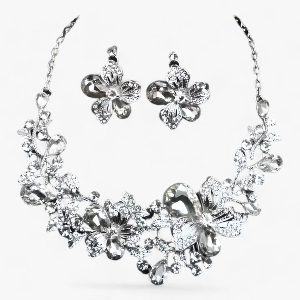 FleurGlow - Elegant Bridal Jewelry Set with Enamel Flowers
