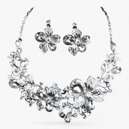 FleurGlow - Elegant Bridal Jewelry Set with Enamel Flowers