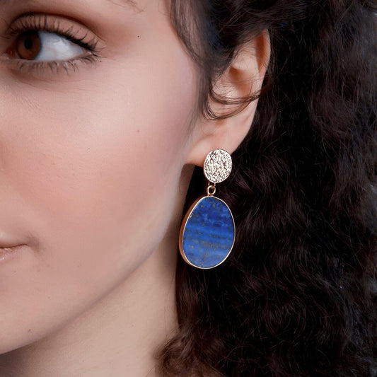 Althea - Luxury Earrings with Lapis and Tiger's Eye