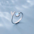 Beautiful Adjustable Dolphin Tail Ring with Radiant Blue Zirconia - Nerina