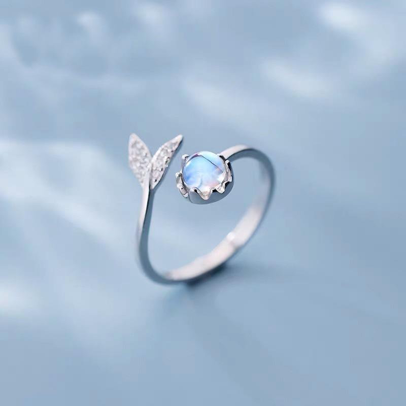 Beautiful Adjustable Dolphin Tail Ring with Radiant Blue Zirconia - Nerina