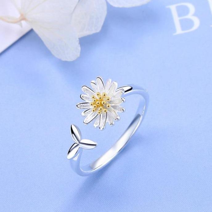 Adjustable Silver Sun Ring - Helios