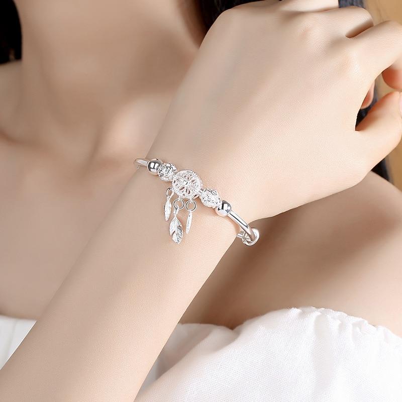 Elegant Adjustable Silver Dreamcatcher Bracelet - Aiyana