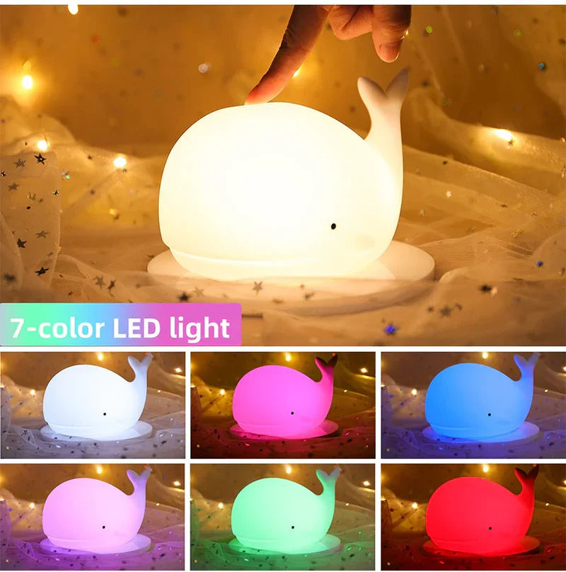 GlowWhale Night Light - Magical Color Party for Kids