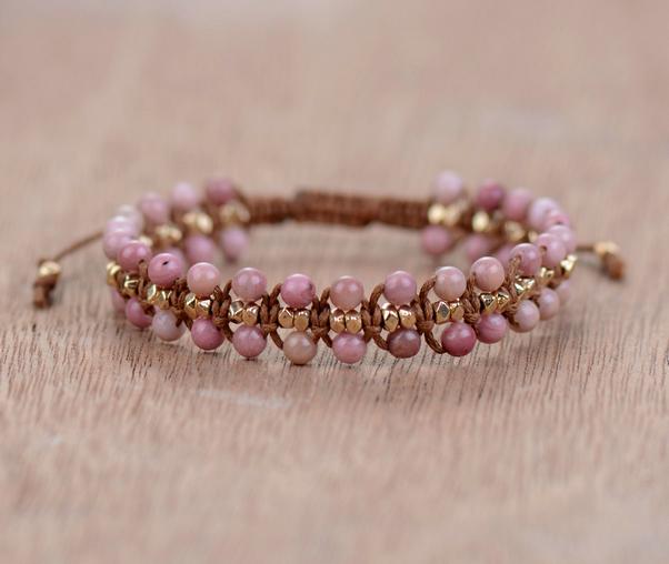 Rhodonite Bracelet - Heart-shaped Energy Bracelet Amara
