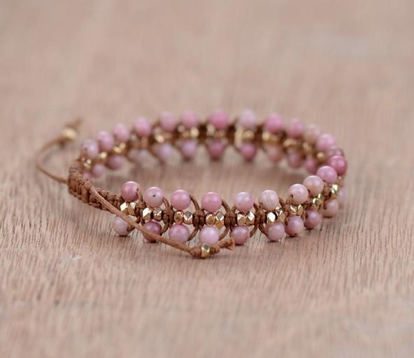 Rhodonite Bracelet - Heart-shaped Energy Bracelet Amara