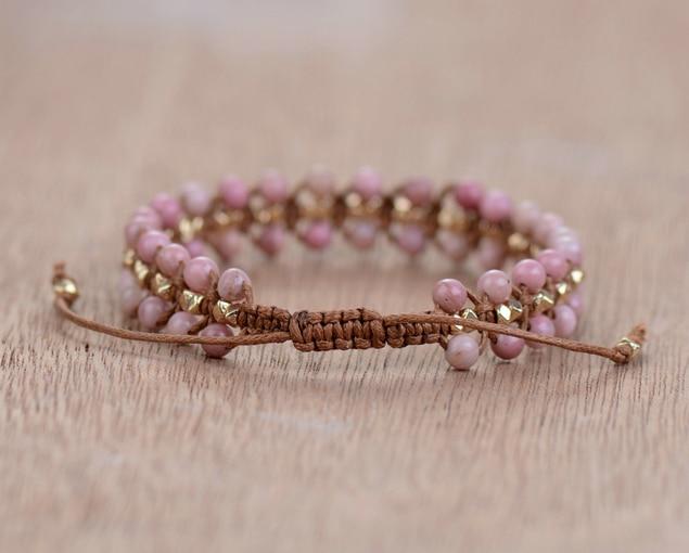 Rhodonite Bracelet - Heart-shaped Energy Bracelet Amara
