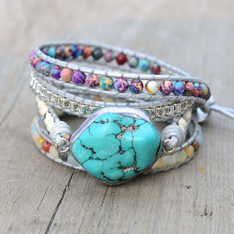 Selina Bracelet - Turquoise Wrap Bracelet for Healing & Protection