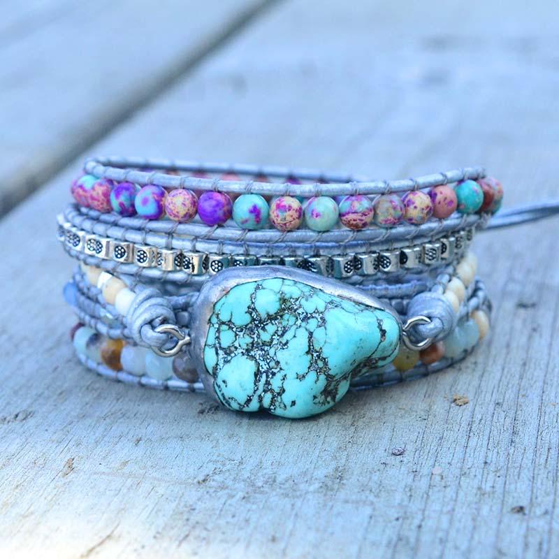 Selina Bracelet - Turquoise Wrap Bracelet for Healing & Protection