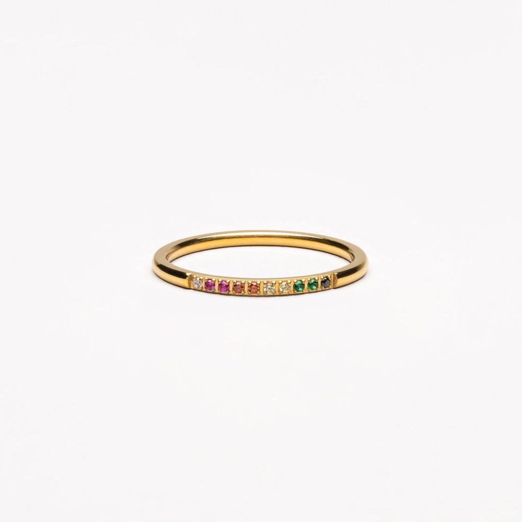 Stylish Gold Ring with Colorful Gemstones - Solene