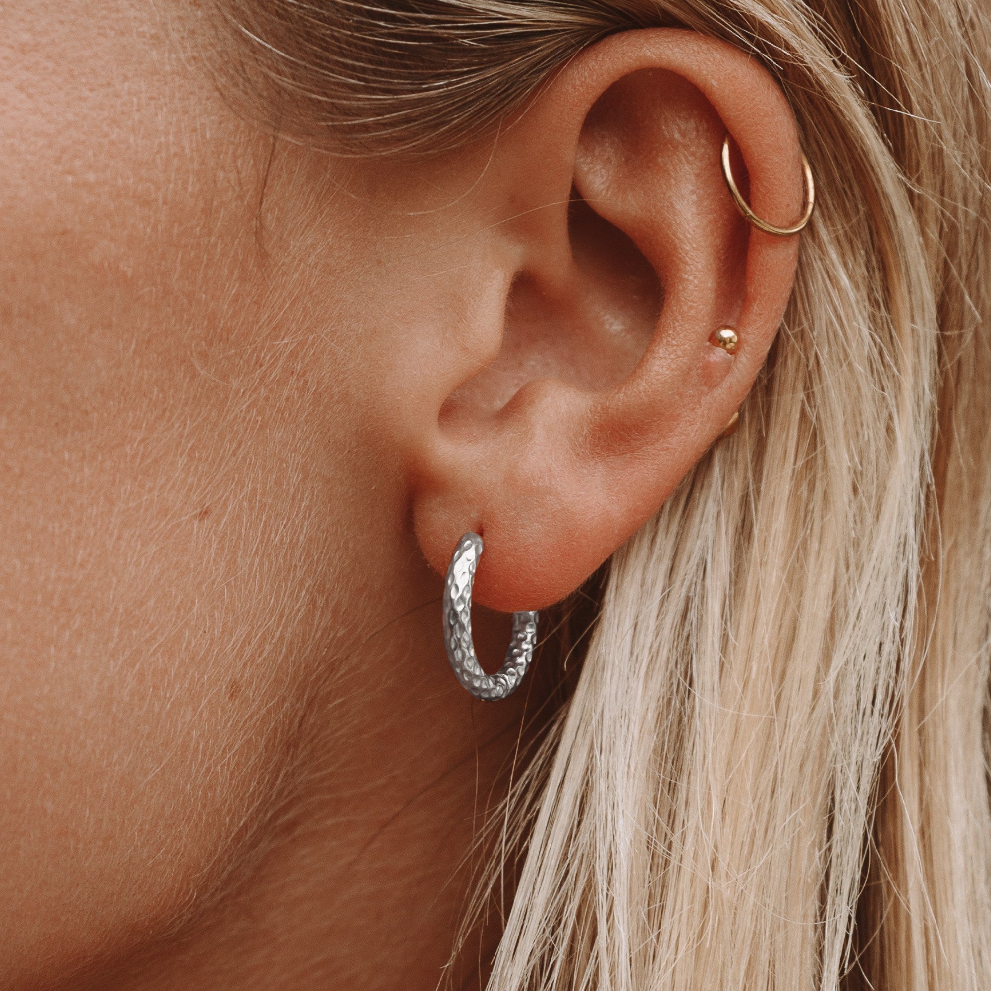 Glistening Hammered Earrings - Livia