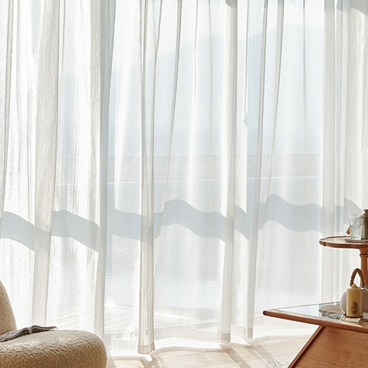 WeaveGlam Curtains - Elegant Transparent Woven Curtains for Modern Interiors