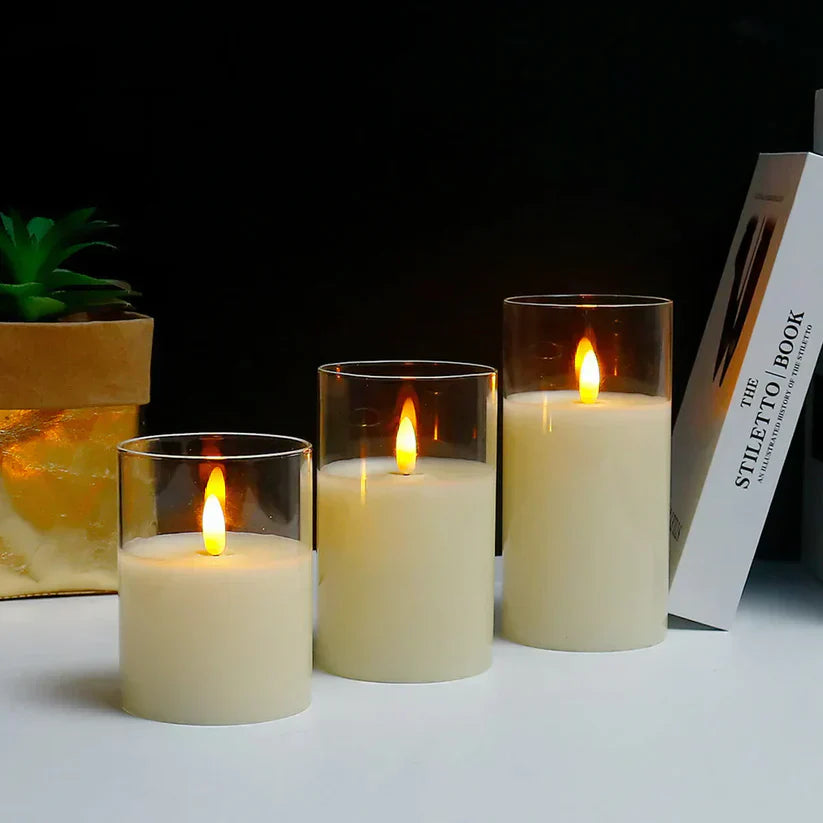 SafeGlow LED Candle Set - Elegant Cordless Rechargeable Candle Set of 3