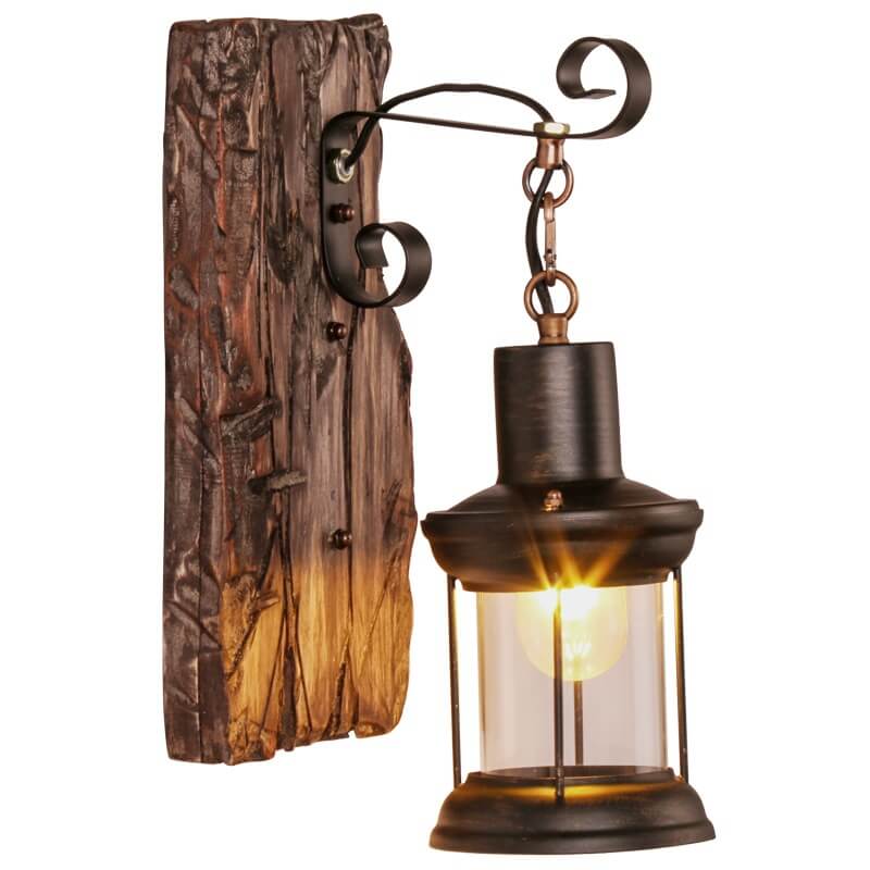 Veritas - Wall lamp including Wooden Base and Glass Design