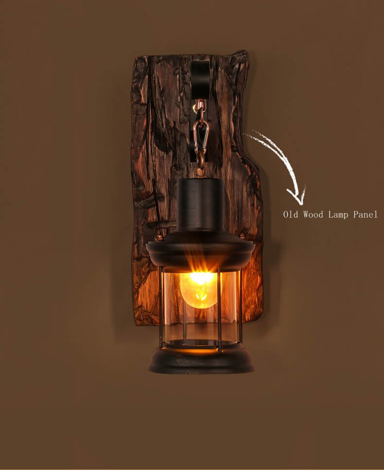 Veritas - Wall lamp including Wooden Base and Glass Design