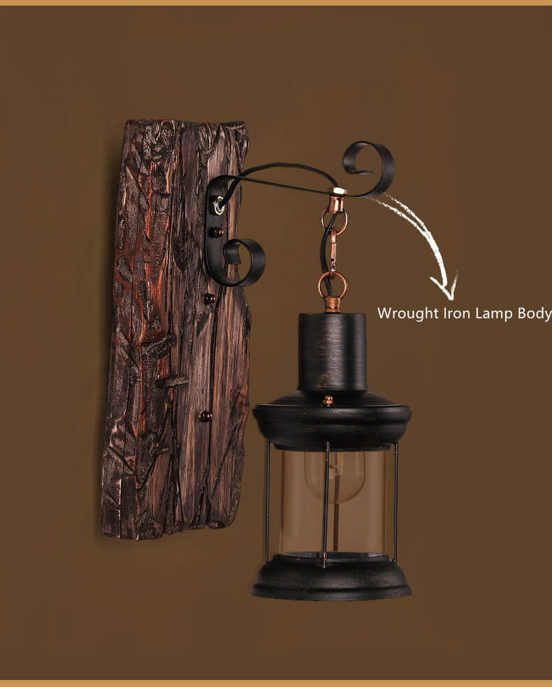 Veritas - Wall lamp including Wooden Base and Glass Design