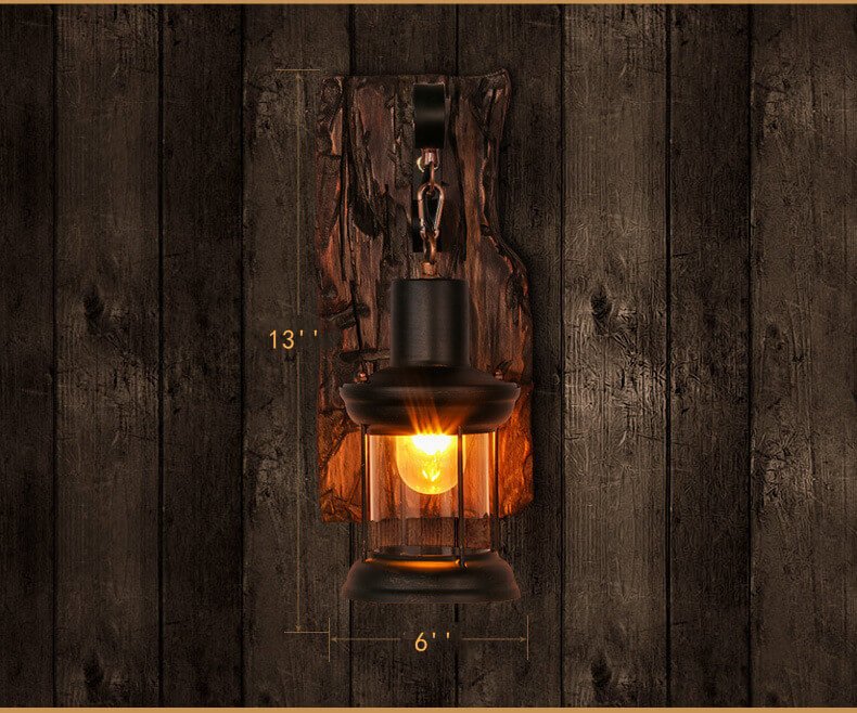 Veritas - Wall lamp including Wooden Base and Glass Design