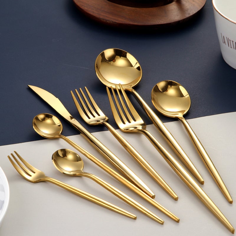 RoyalGlimmer Gold Cutlery Set - Gold Cutlery Set for a Luxurious Table Setting
