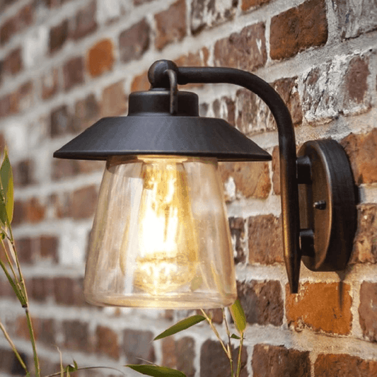 Cate Outdoor Light – Black Glass & Rust LED Lamp