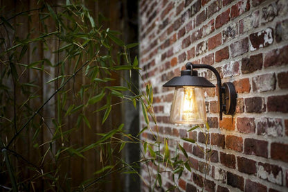 Cate Outdoor Light – Black Glass & Rust LED Lamp