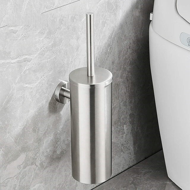 Stylish Wall-Mounted Toilet Brush Holder - Made of Stainless Steel