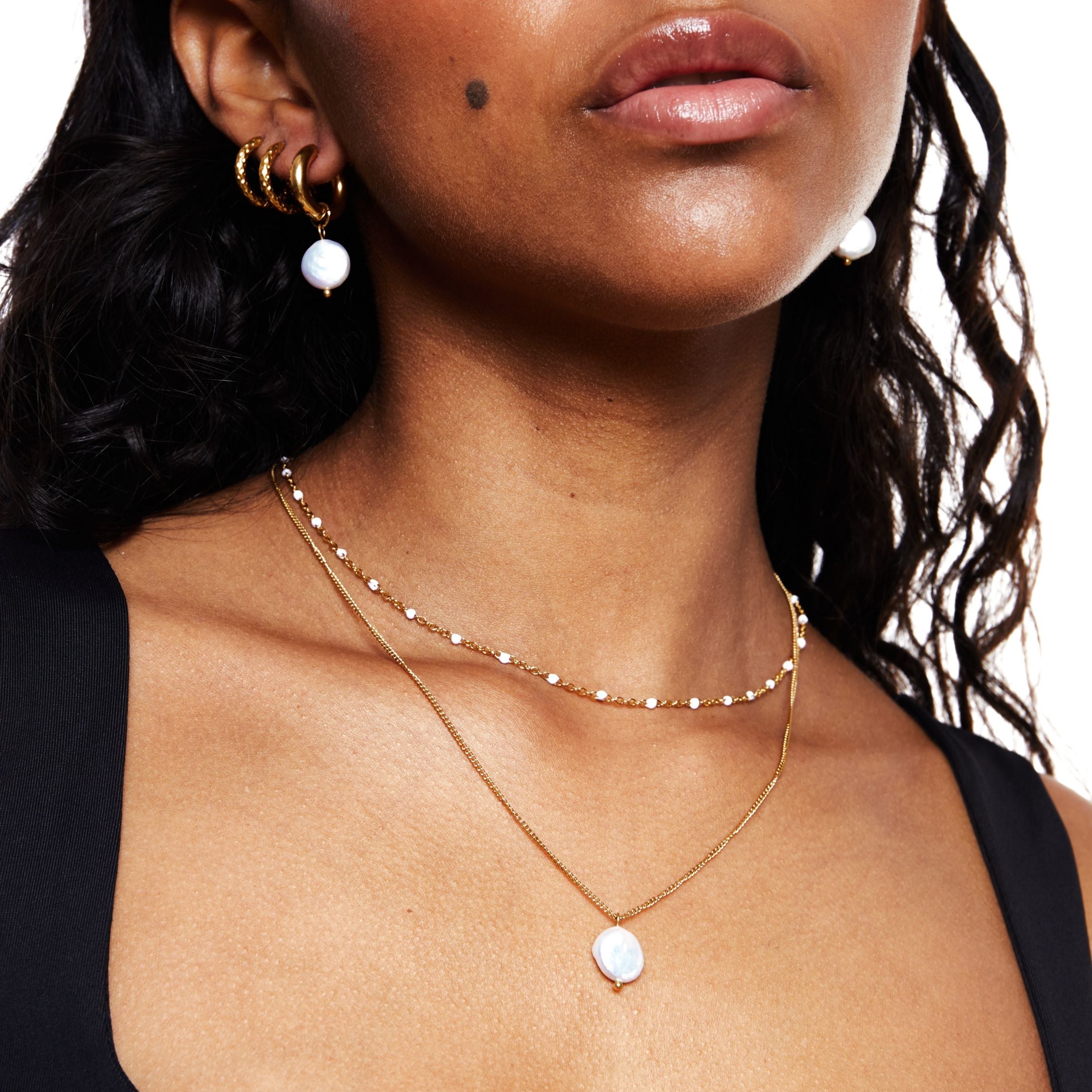 Elegant Choker with Radiant White Enamel Beads - Aurielle