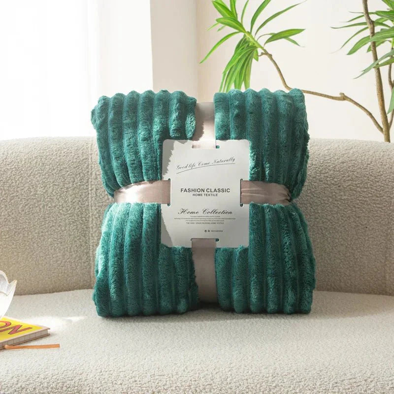 CozyFlannel - Luxurious Soft Blanket with Wide Stripes